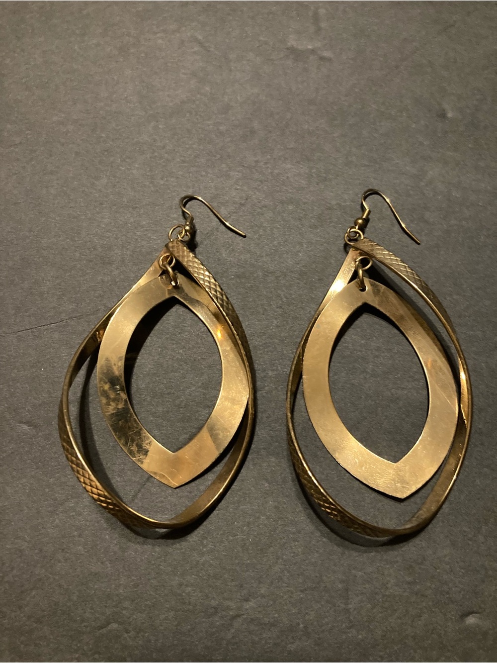Gold Twisted Teardrop Dangle Earrings